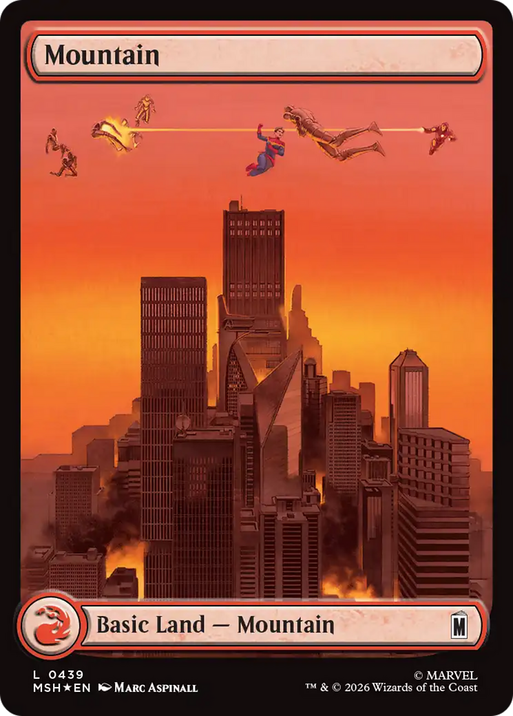 Mountain (0439) (Surge Foil) [Marvel Super Heroes] | Exor Games Truro