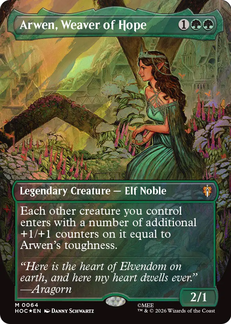 Arwen, Weaver of Hope (Borderless) (Surge Foil) [The Hobbit: Eternal-Legal] | Exor Games Truro