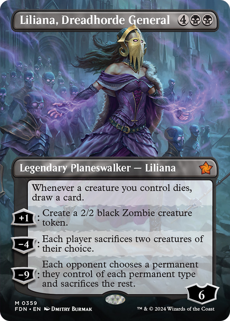 Liliana, Dreadhorde General (Borderless) [Foundations] | Exor Games Truro