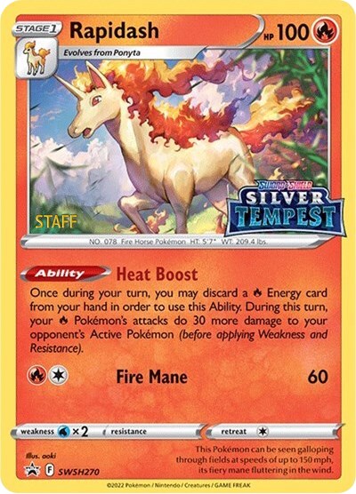 Rapidash (SWSH270) (Prerelease) (Staff) [Sword & Shield: Black Star Promos] | Exor Games Truro