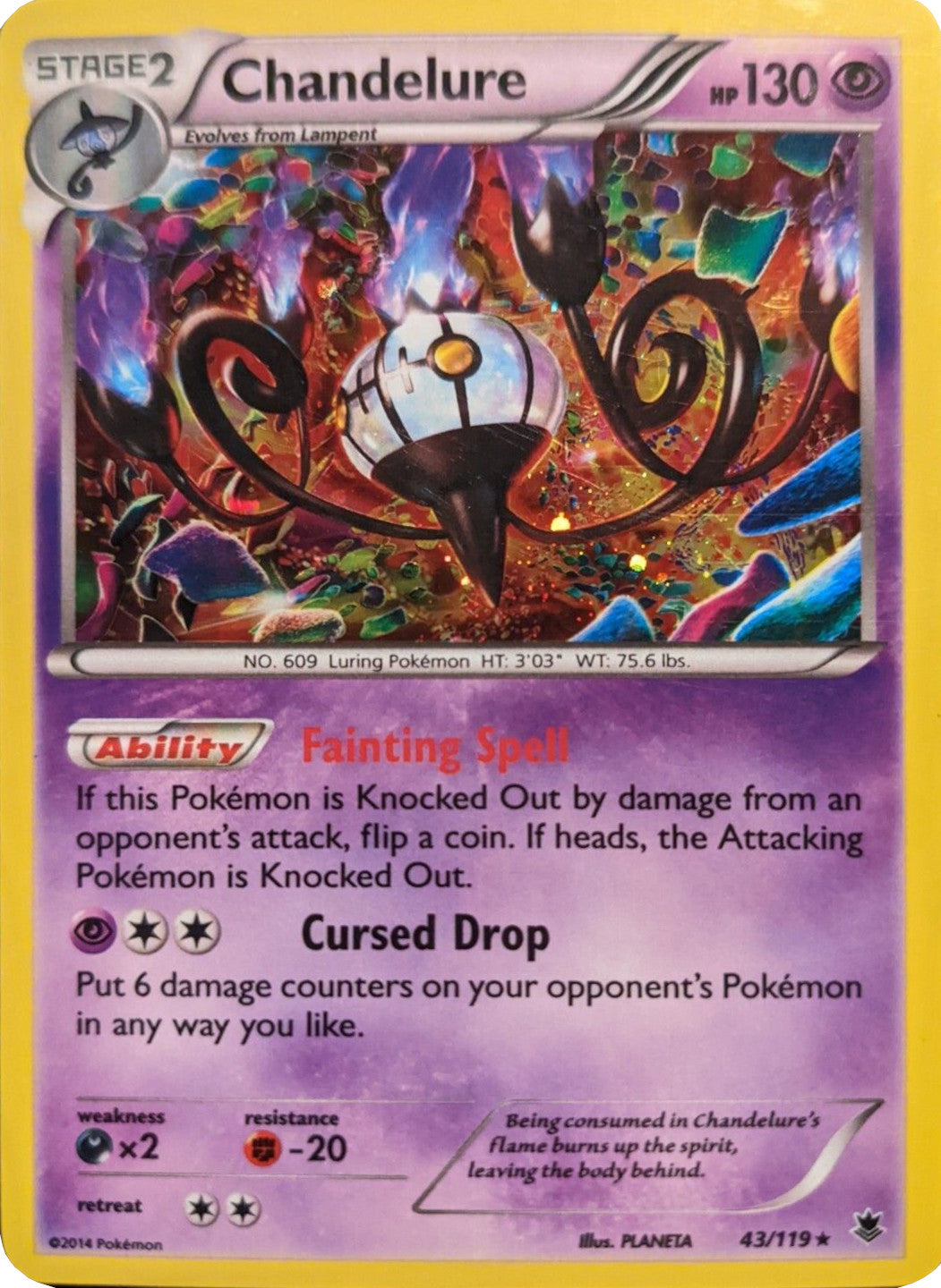 Chandelure (43/119) (Cosmos Holo) [XY: Phantom Forces] | Exor Games Truro