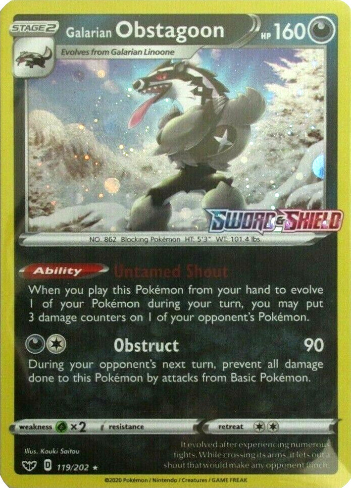 Galarian Obstagoon (119/202) (Cosmos Holo) [Sword & Shield: Base Set] | Exor Games Truro