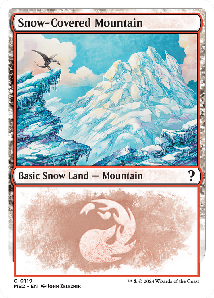 Snow-Covered Mountain (White Border) [Mystery Booster 2] | Exor Games Truro