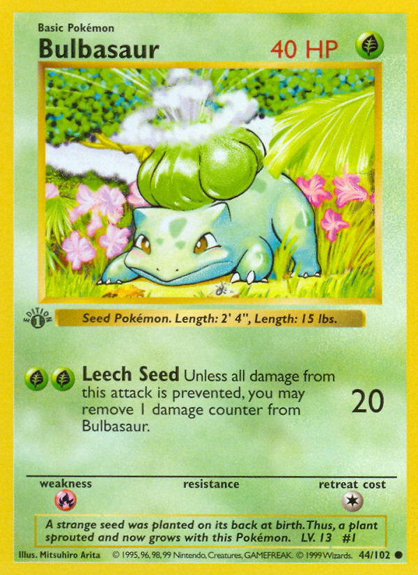 Bulbasaur (44/102) (Shadowless) [Base Set 1st Edition] | Exor Games Truro