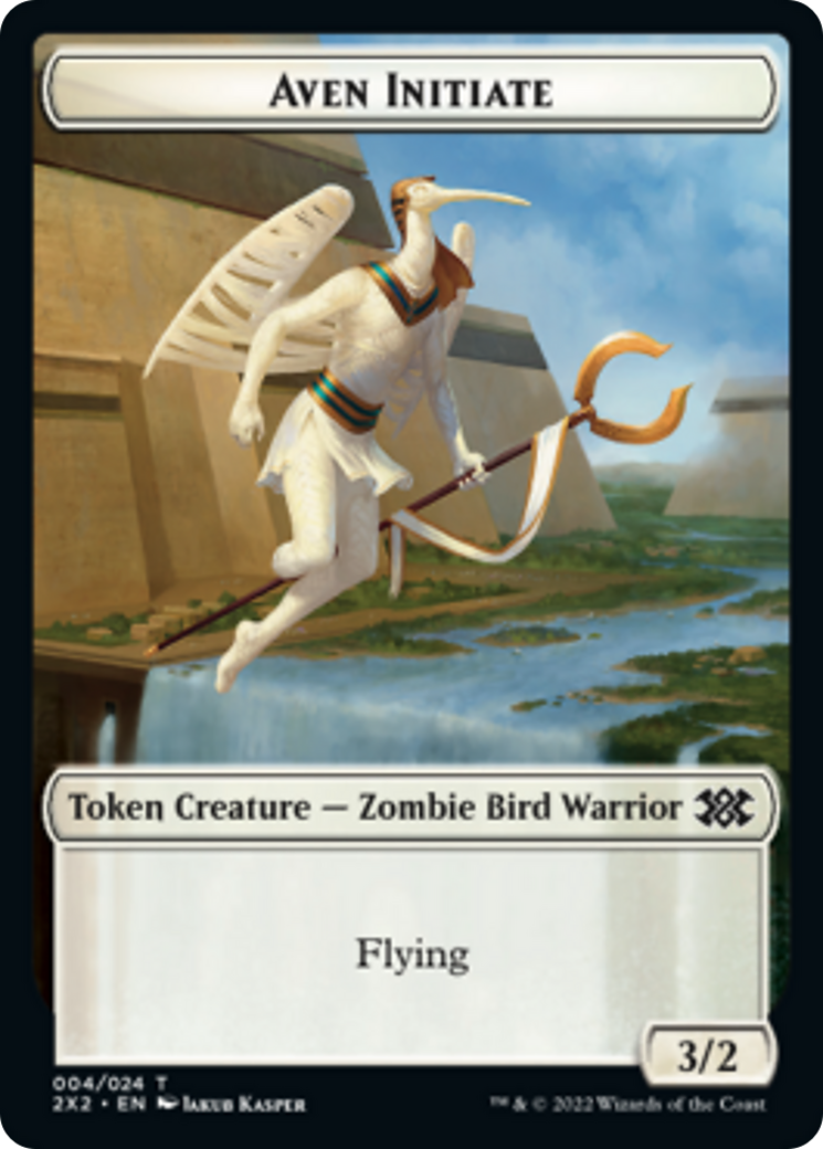 Worm // Aven Initiate Double-Sided Token [Double Masters 2022 Tokens] | Exor Games Truro