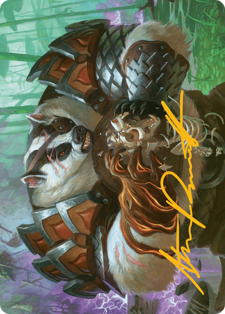 Hugs, Grisly Guardian Art Card (Gold-Stamped Signature) [Bloomburrow Art Series] | Exor Games Truro