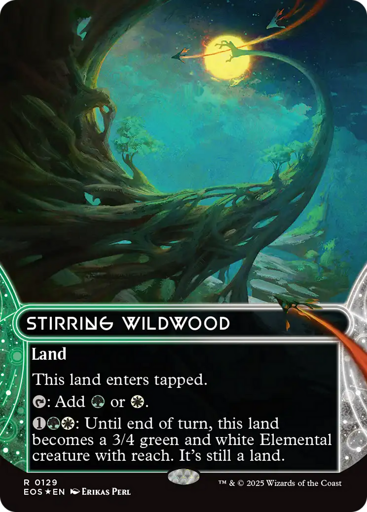 Stirring Wildwood (0129) (Borderless) (Galaxy Foil) [Edge of Eternities: Stellar Sights] | Exor Games Truro
