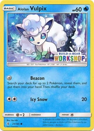 Alolan Vulpix (21/145) (Build A Bear Workshop Exclusive) [Sun & Moon: Guardians Rising] | Exor Games Truro