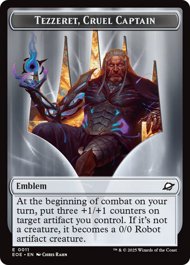 Robot // Emblem - Tezzeret, Cruel Captain Double-Sided Token [Edge of Eternities Tokens] | Exor Games Truro