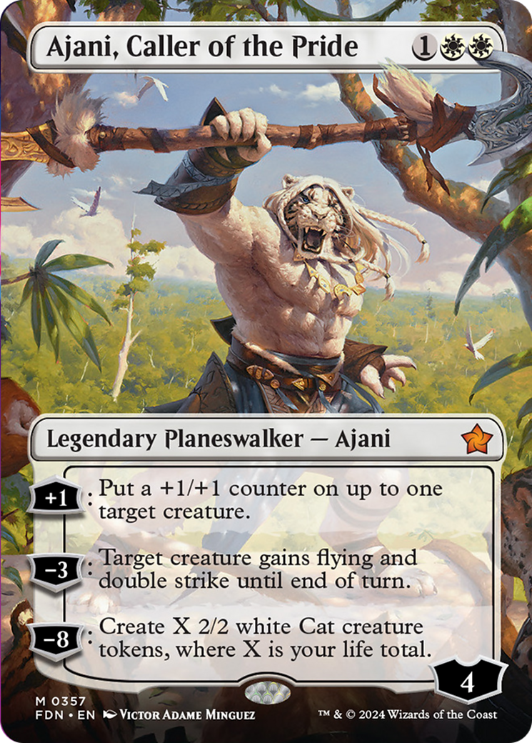 Ajani, Caller of the Pride (Borderless) [Foundations] | Exor Games Truro