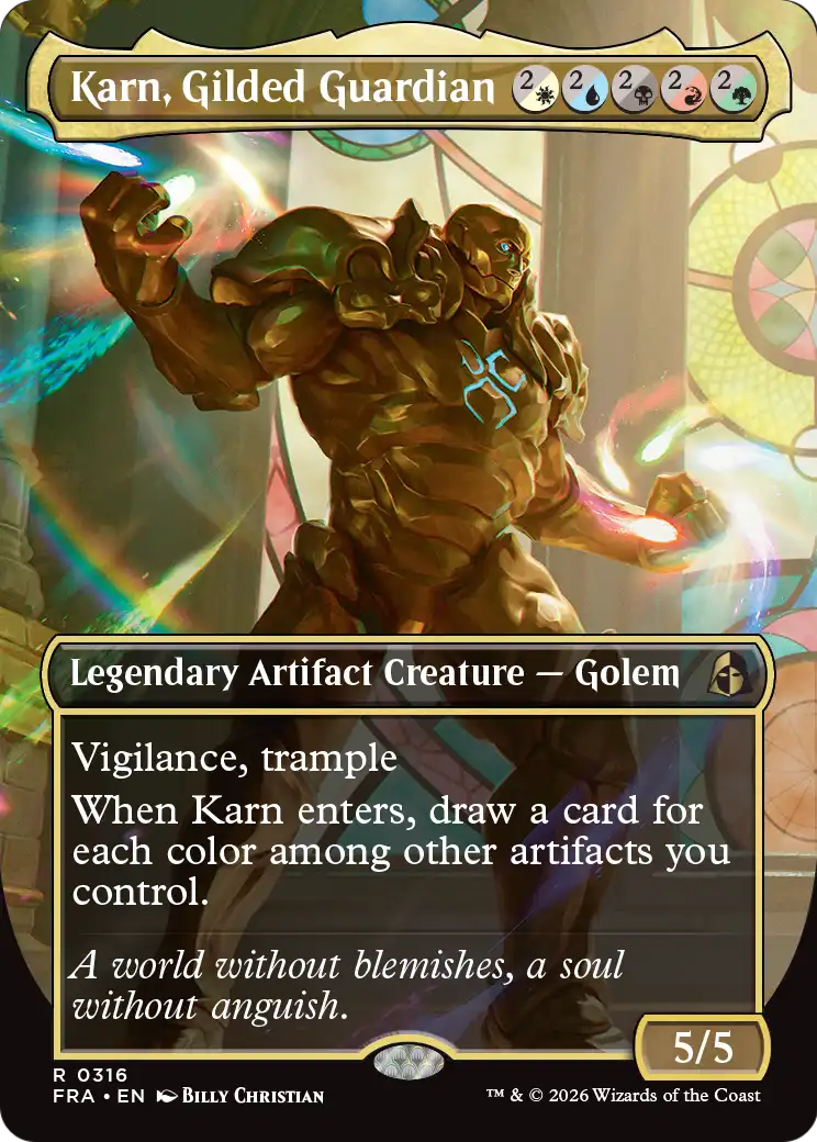 Karn, Gilded Guardian (Borderless) [Reality Fracture] | Exor Games Truro