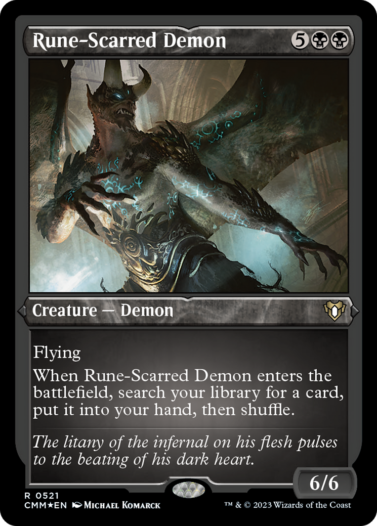 Rune-Scarred Demon (Foil Etched) [Commander Masters] | Exor Games Truro