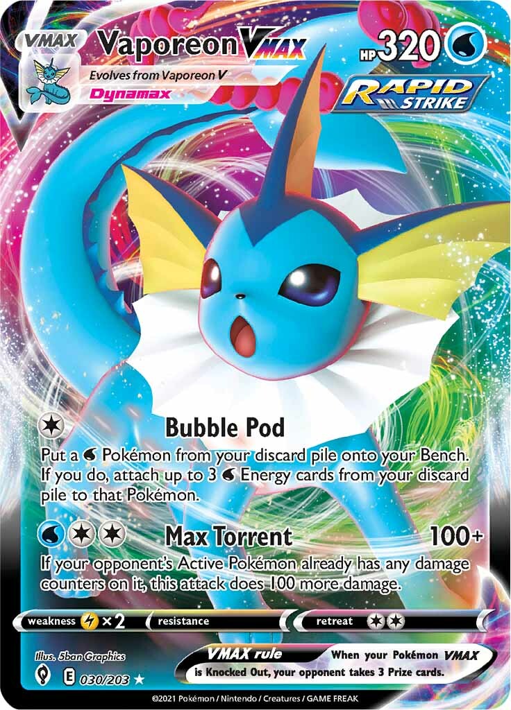 Vaporeon VMAX (030/203) [Sword & Shield: Evolving Skies] | Exor Games Truro