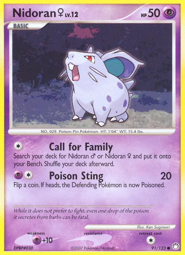 Nidoran (91/123) (Female) [Diamond & Pearl: Mysterious Treasures] | Exor Games Truro
