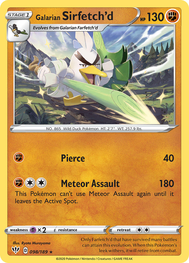 Galarian Sirfetch'd (098/189) (Cracked Ice holo) (Theme Deck Exclusive) [Sword & Shield: Darkness Ablaze] | Exor Games Truro