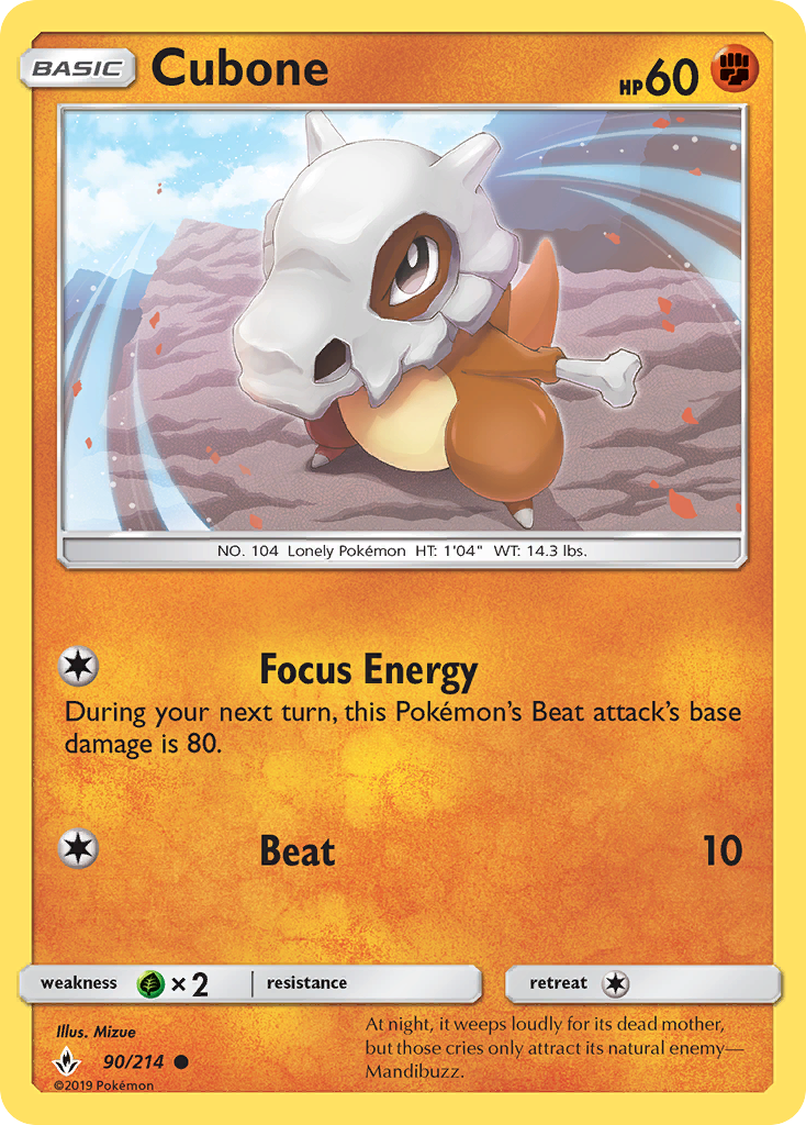 Cubone (90/214) [Sun & Moon: Unbroken Bonds] | Exor Games Truro