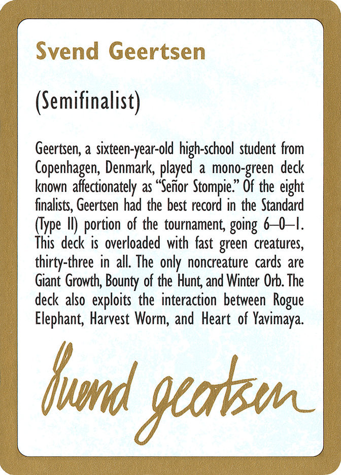 Svend Geertsen Bio [World Championship Decks 1997] | Exor Games Truro