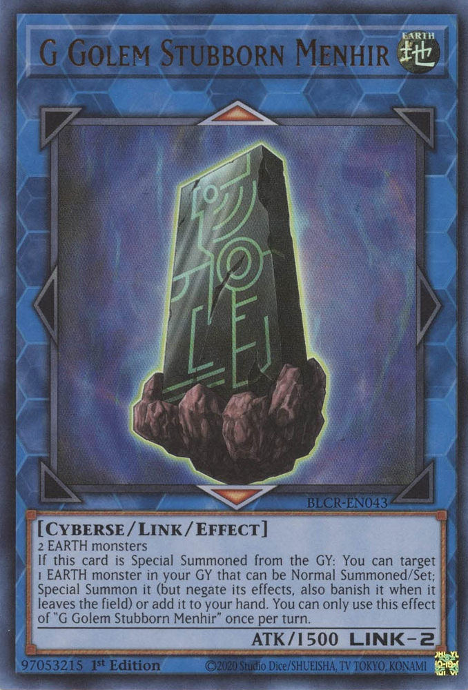 G Golem Stubborn Menhir [BLCR-EN043] Ultra Rare | Exor Games Truro