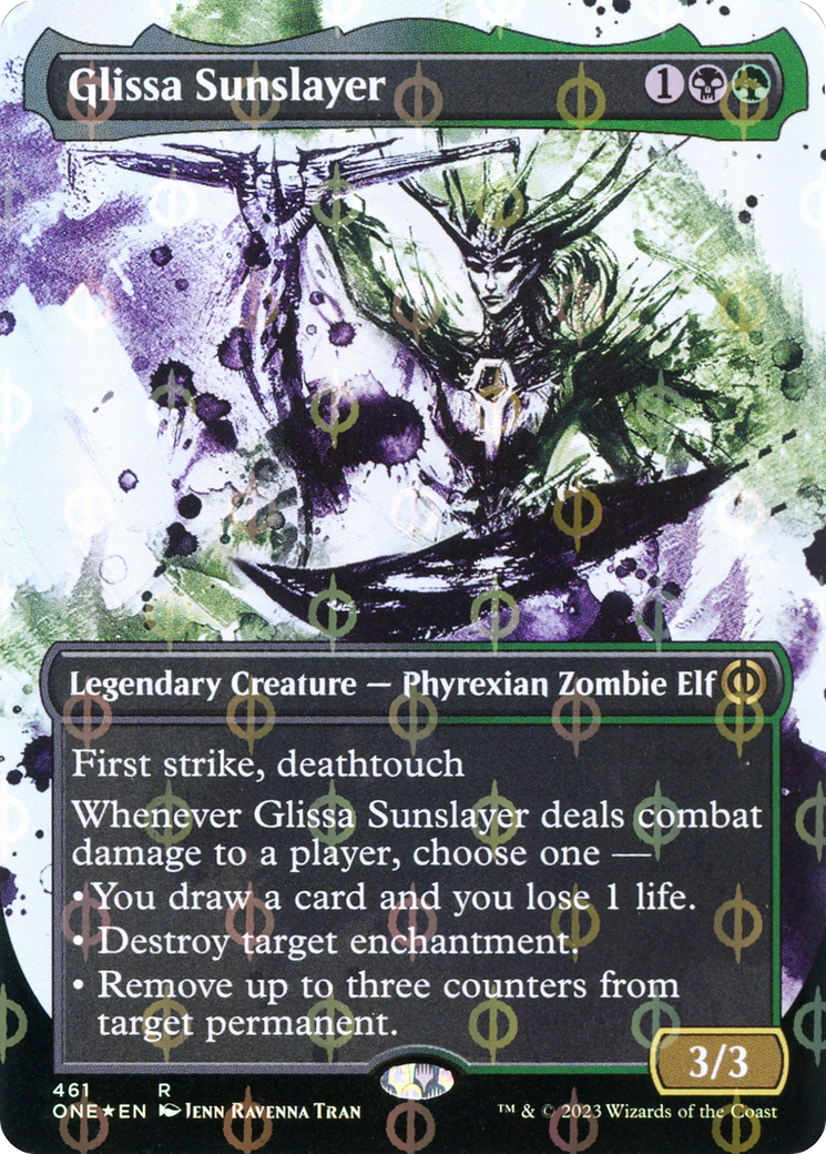 Glissa Sunslayer (Borderless Ichor Step-and-Compleat Foil) [Phyrexia: All Will Be One] | Exor Games Truro