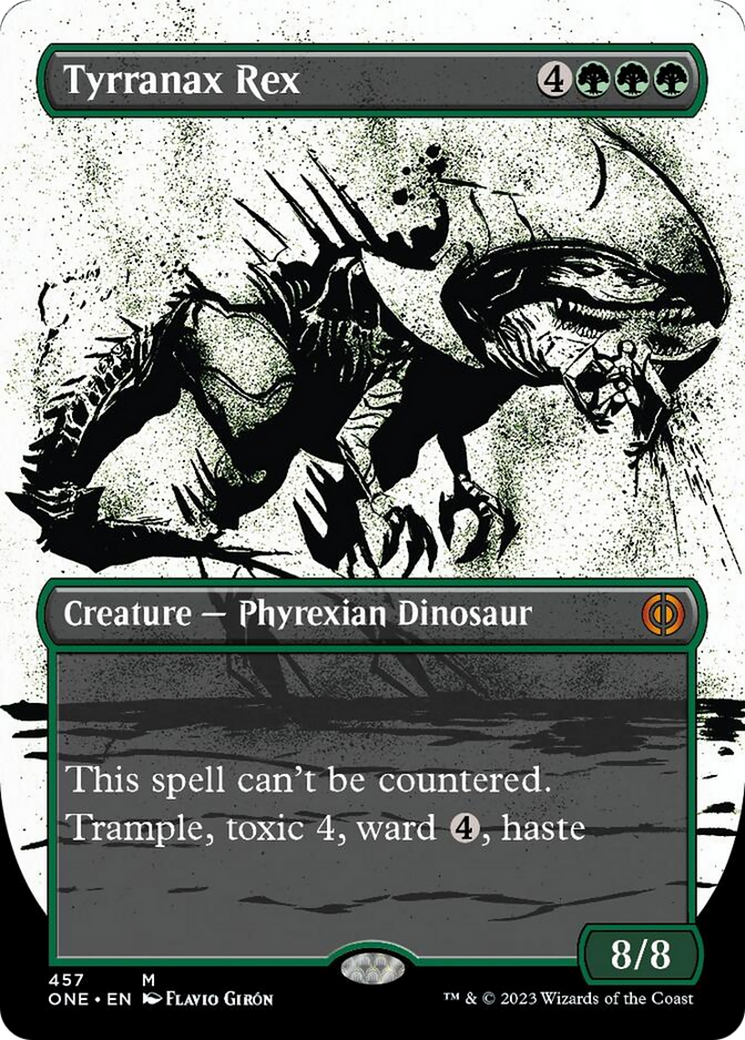 Tyrranax Rex (Borderless Ichor Step-and-Compleat Foil) [Phyrexia: All Will Be One] | Exor Games Truro