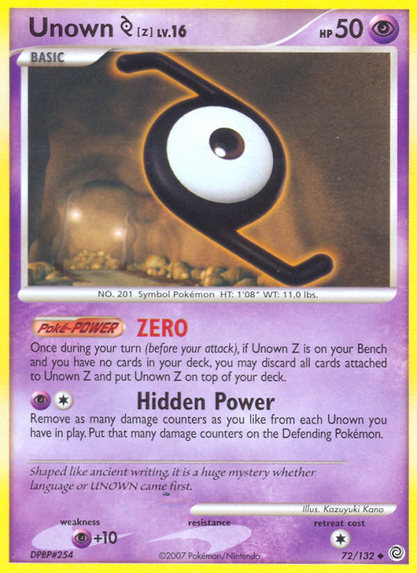 Unown Z (72/132) [Diamond & Pearl: Secret Wonders] | Exor Games Truro
