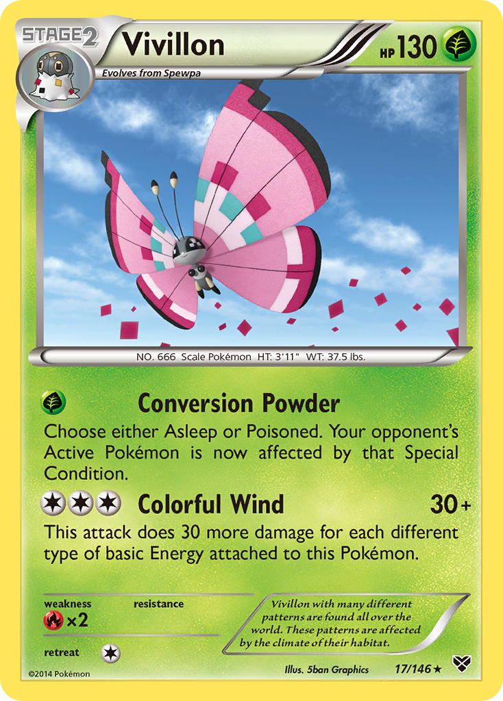 Vivillon (17/146) (Meadow Form/Pink Wings) [XY: Base Set] | Exor Games Truro