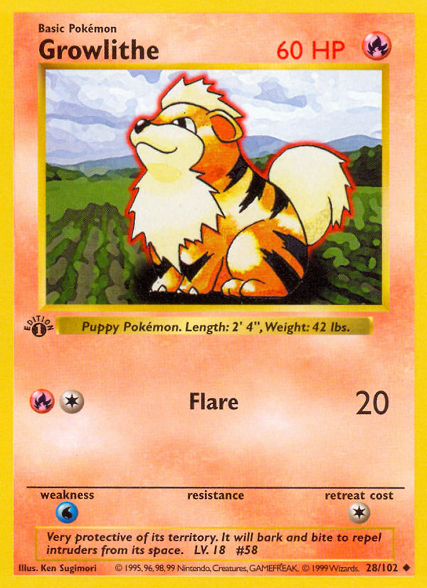 Growlithe (28/102) (Shadowless) [Base Set 1st Edition] | Exor Games Truro