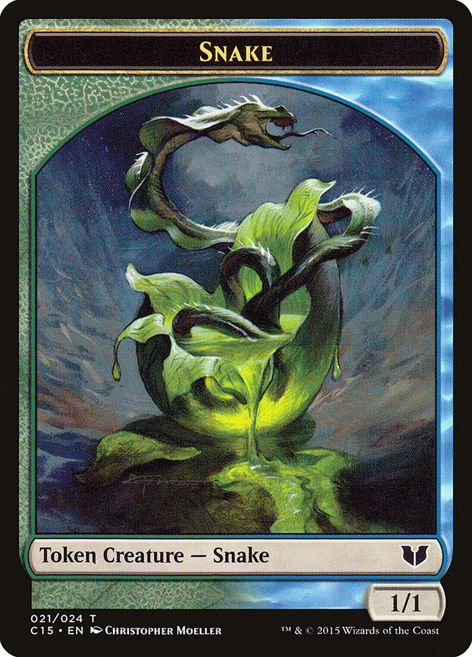 Snake (021) // Saproling Double-Sided Token [Commander 2015 Tokens] | Exor Games Truro