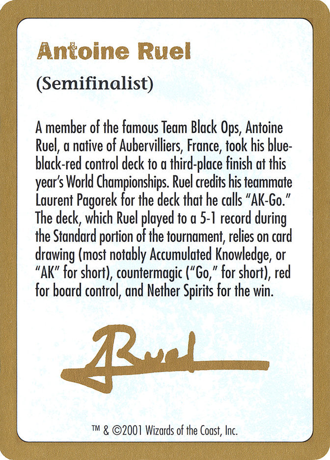 Antoine Ruel Bio [World Championship Decks 2001] | Exor Games Truro