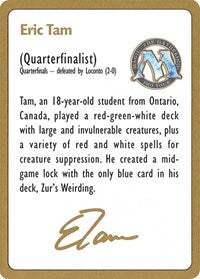 1996 Eric Tam Biography Card [World Championship Decks] | Exor Games Truro