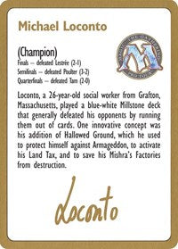 1996 Michael Loconto Biography Card [World Championship Decks] | Exor Games Truro