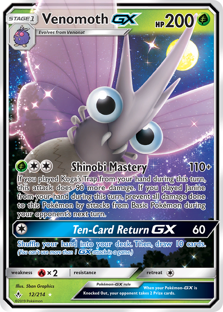 Venomoth GX (12/214) [Sun & Moon: Unbroken Bonds] | Exor Games Truro