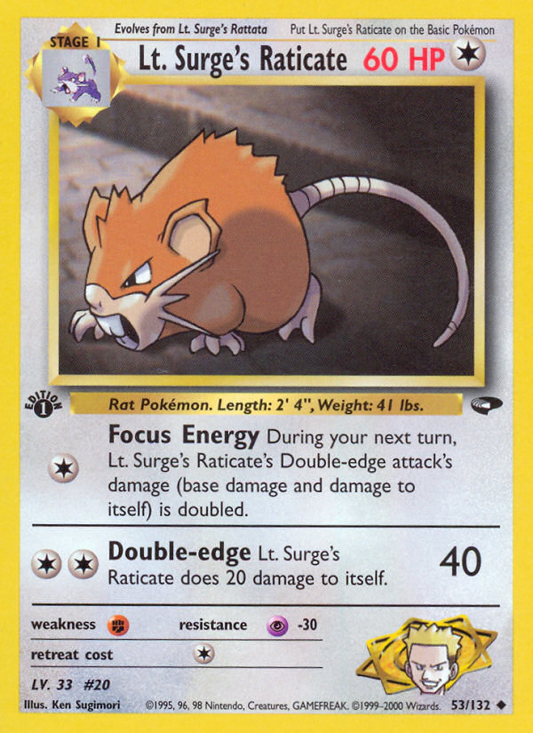 Lt. Surge's Raticate (53/132) [Gym Challenge 1st Edition] | Exor Games Truro