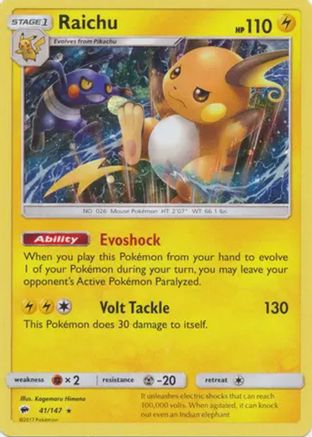 Raichu (41/147) (Cosmos Holo) [Sun & Moon: Burning Shadows] | Exor Games Truro