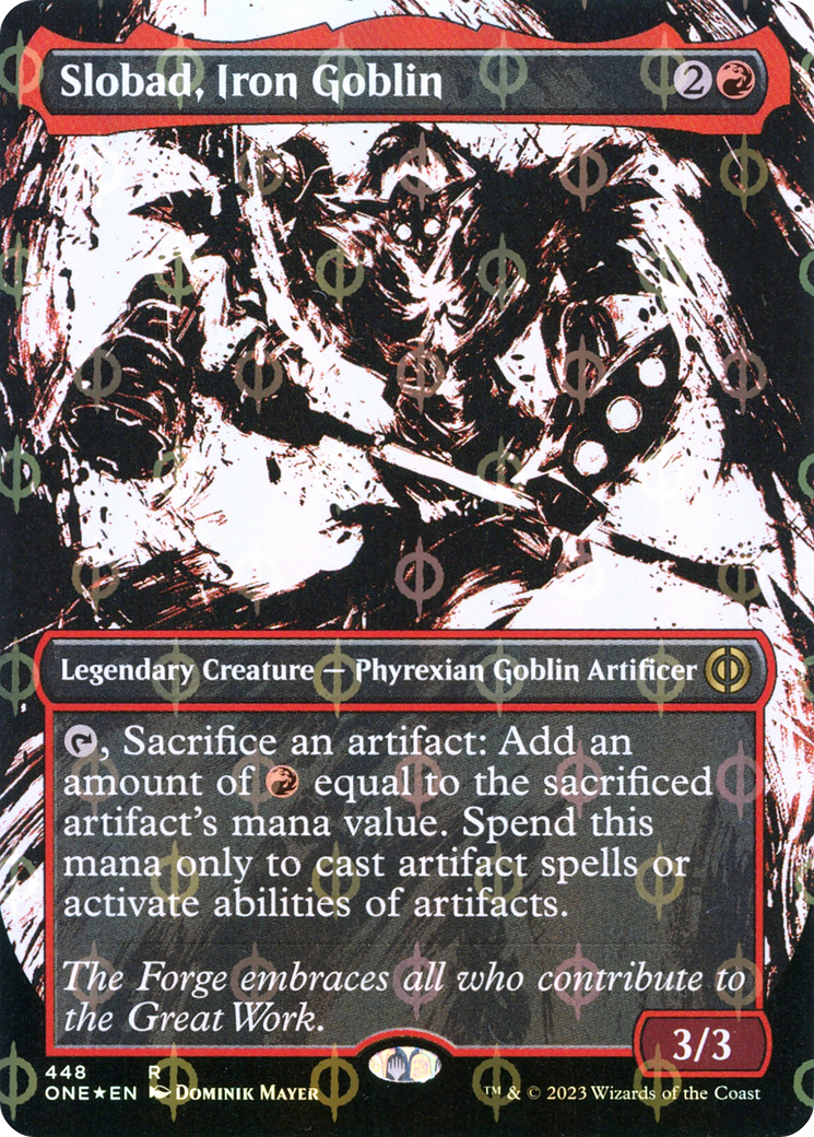 Slobad, Iron Goblin (Borderless Ichor Step-and-Compleat Foil) [Phyrexia: All Will Be One] | Exor Games Truro