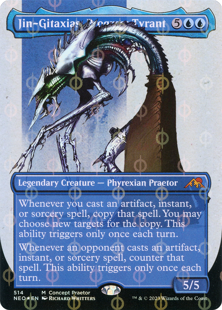 Jin-Gitaxias, Progress Tyrant (Borderless Concept Praetors Step-and-Compleat Foil) [Phyrexia: All Will Be One] | Exor Games Truro