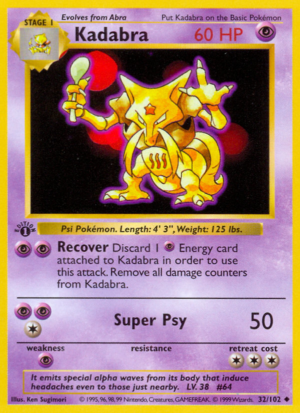 Kadabra (32/102) (Shadowless) [Base Set 1st Edition] | Exor Games Truro