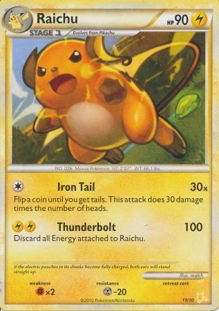 Raichu (19/30) [HeartGold & SoulSilver: Trainer Kit - Raichu] | Exor Games Truro