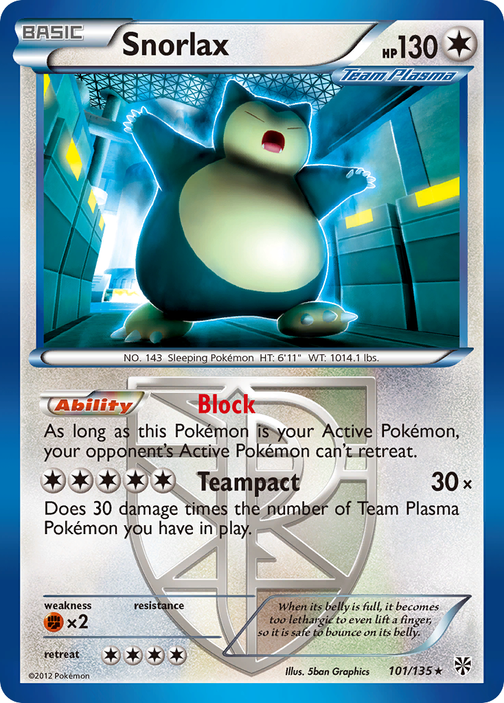 Snorlax (101/135) [Black & White: Plasma Storm] | Exor Games Truro