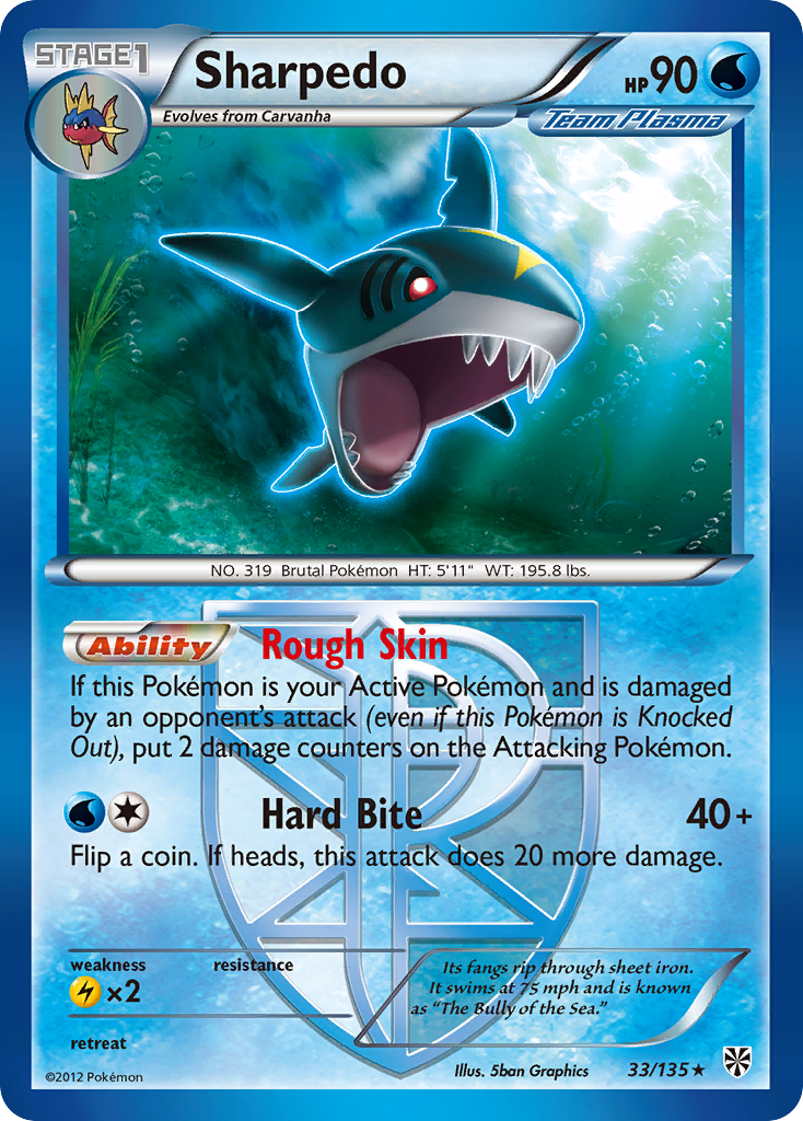 Sharpedo (33/135) [Black & White: Plasma Storm] | Exor Games Truro