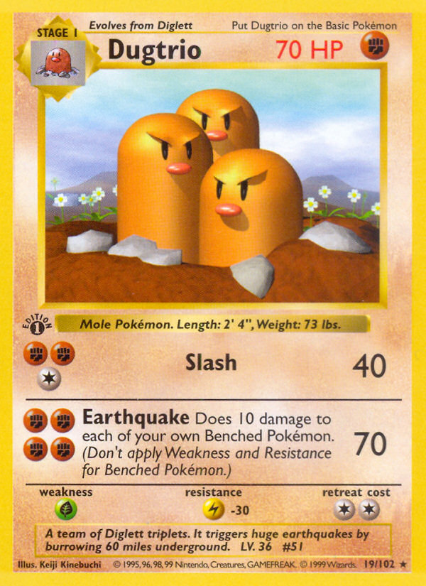 Dugtrio (19/102) (Shadowless) [Base Set 1st Edition] | Exor Games Truro