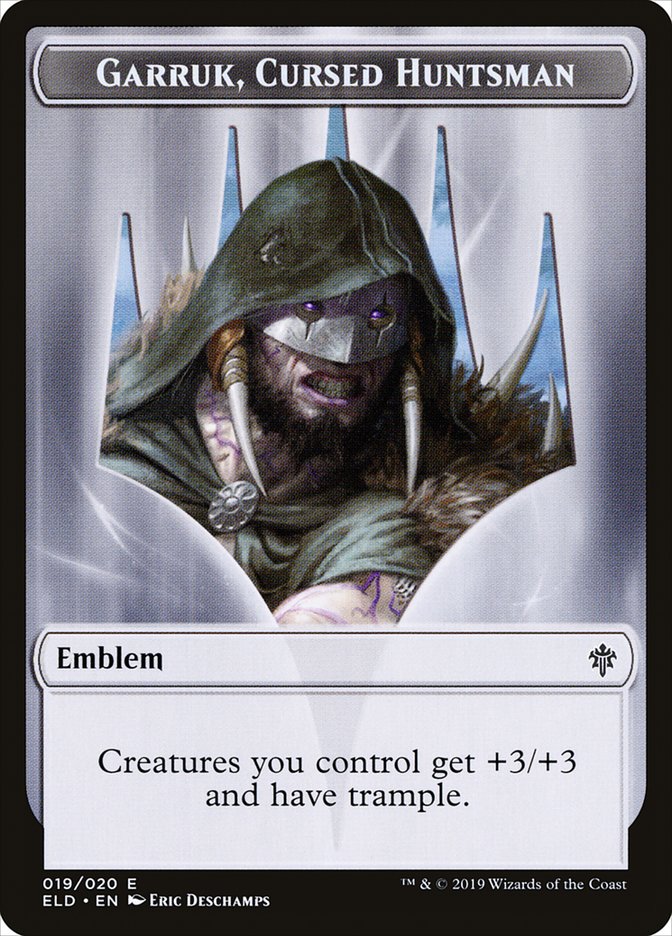 Garruk, Cursed Huntsman Emblem [Throne of Eldraine Tokens] | Exor Games Truro