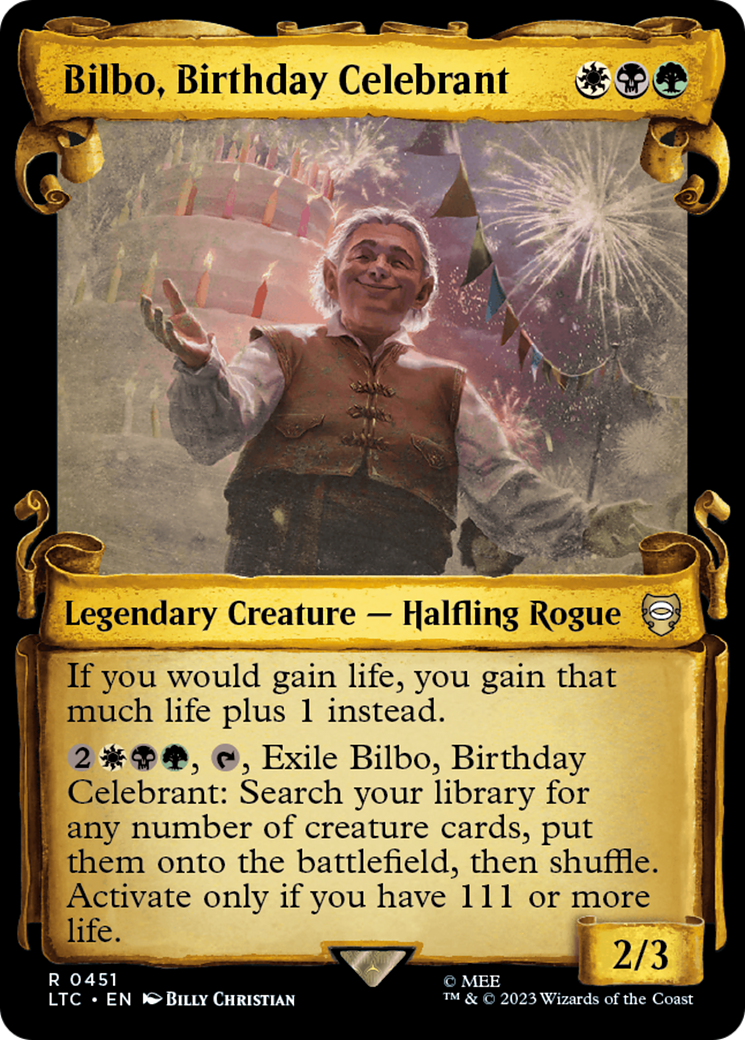 Bilbo, Birthday Celebrant [The Lord of the Rings: Tales of Middle-Earth Commander Showcase Scrolls] | Exor Games Truro