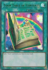 Toon Table of Contents (Green) [LDS1-EN069] Ultra Rare | Exor Games Truro