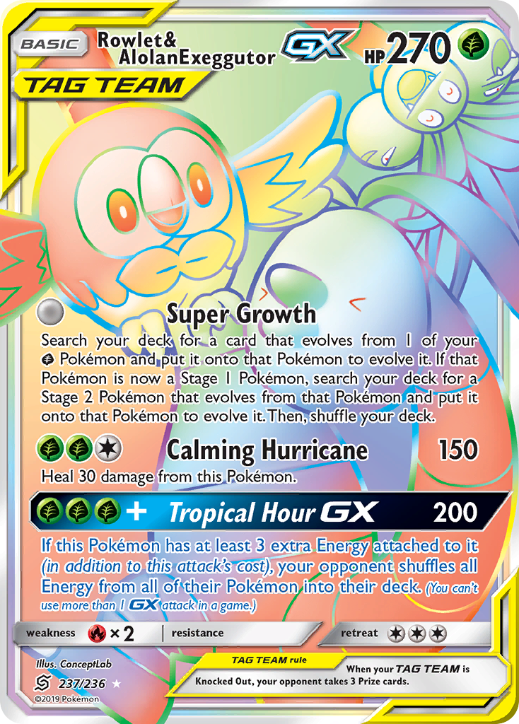 Rowlet & Alolan Exeggutor GX (237/236) [Sun & Moon: Unified Minds] | Exor Games Truro