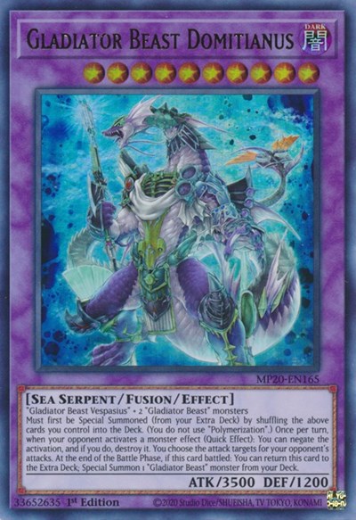 Gladiator Beast Domitianus [MP20-EN165] Ultra Rare | Exor Games Truro