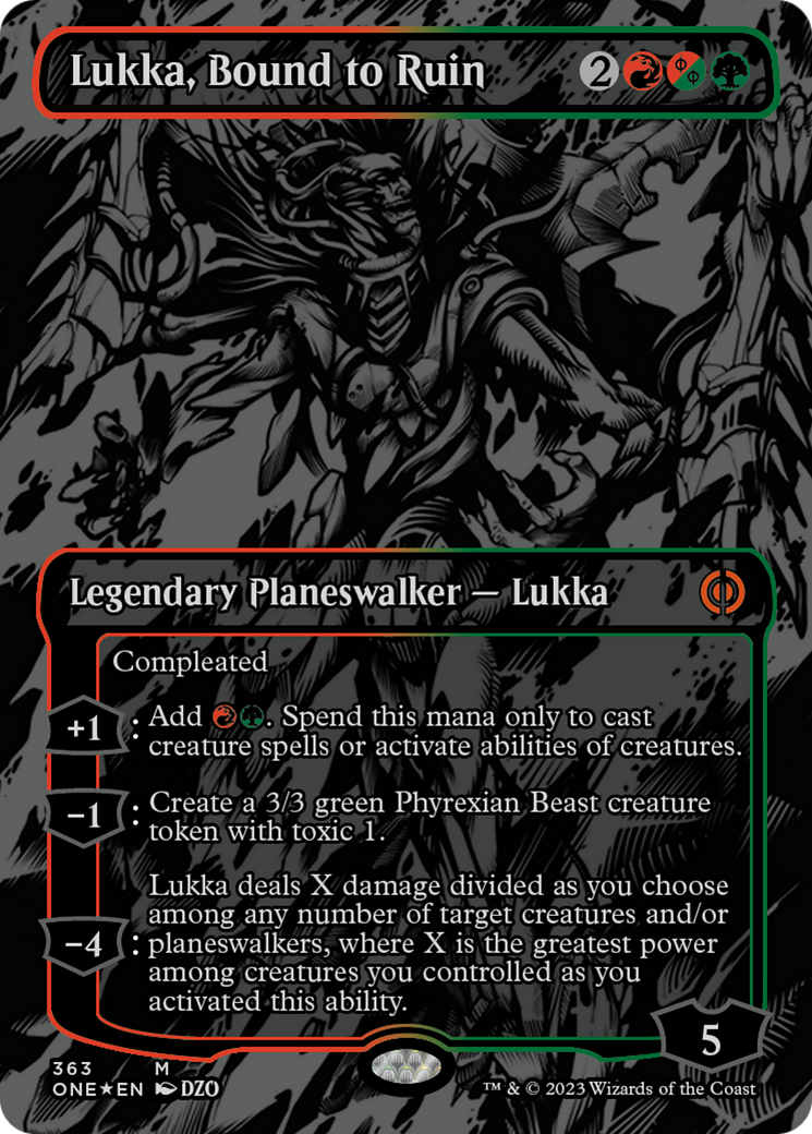 Lukka, Bound to Ruin (Oil Slick Raised Foil) [Phyrexia: All Will Be One] | Exor Games Truro