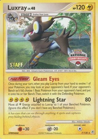 Luxray (7/130) (National Championships) (Staff) [Diamond & Pearl: Base Set] | Exor Games Truro