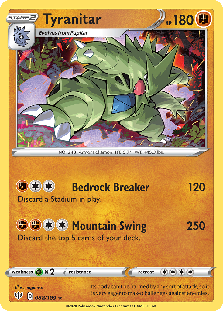 Tyranitar (088/189) [Sword & Shield: Darkness Ablaze] | Exor Games Truro