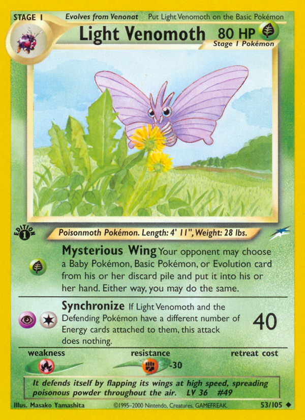 Light Venomoth (53/105) [Neo Destiny 1st Edition] | Exor Games Truro